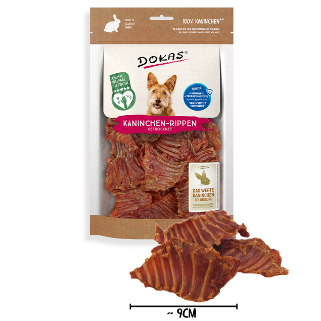 7 x Dokas Kaninchen-Rippen a 100 g Inhalt