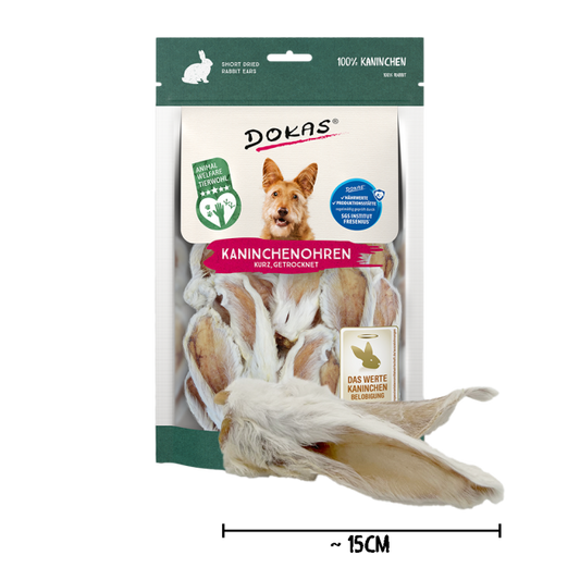 7 x Dokas Kaninchen-Ohren mit Fell (kurz) a 100 g