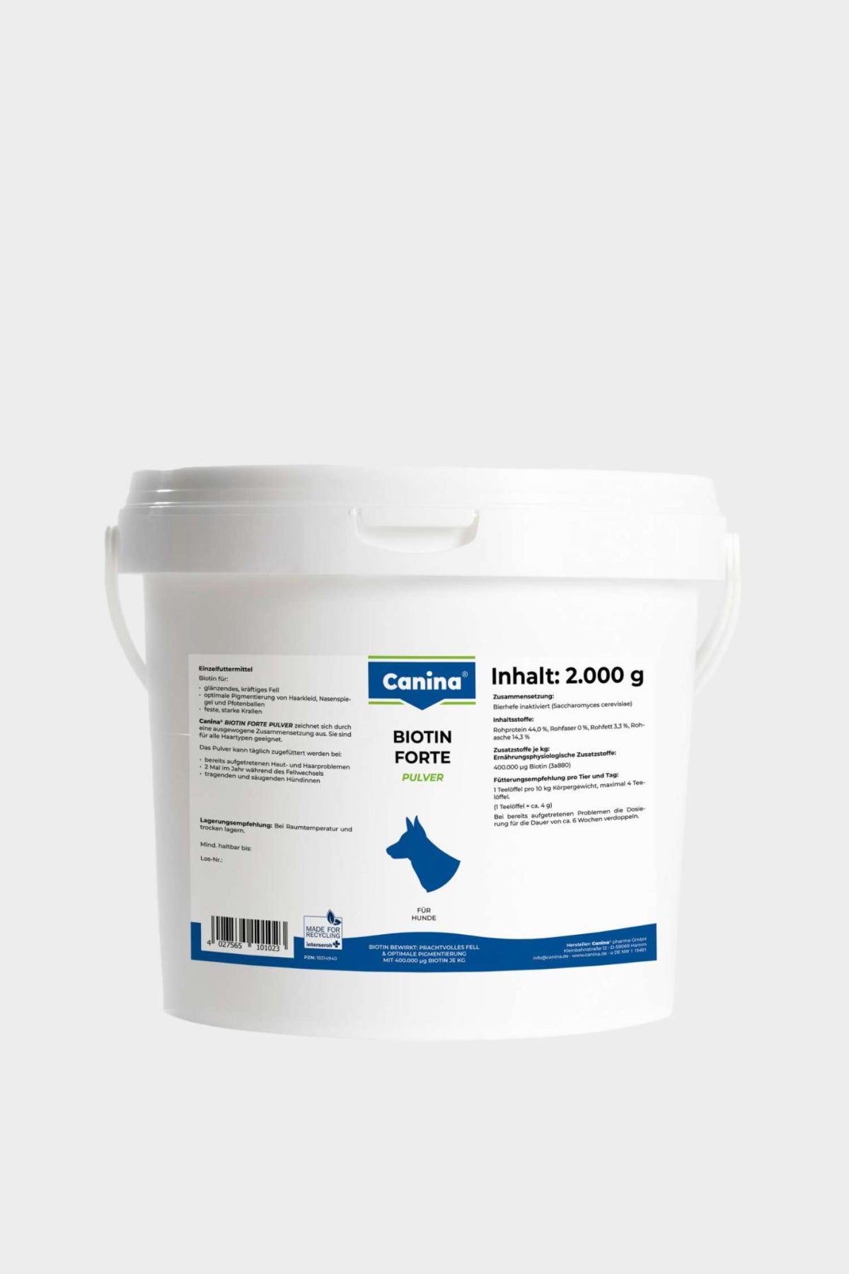 Canina Biotin Forte Pulver 2000g von Bolt's Futterkiste für glänzendes Fell
