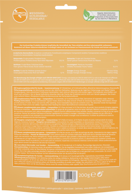 9 x Dokas Kaustange mit Hühnerbrust 200 g