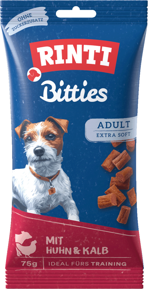 16 x Rinti Bitties Huhn + Kalb im Beutel a 75g