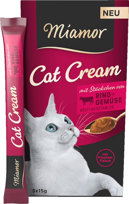 11 x Miamor Cat Snack (Cream) Rind + Gemüse-Cream 5x15g