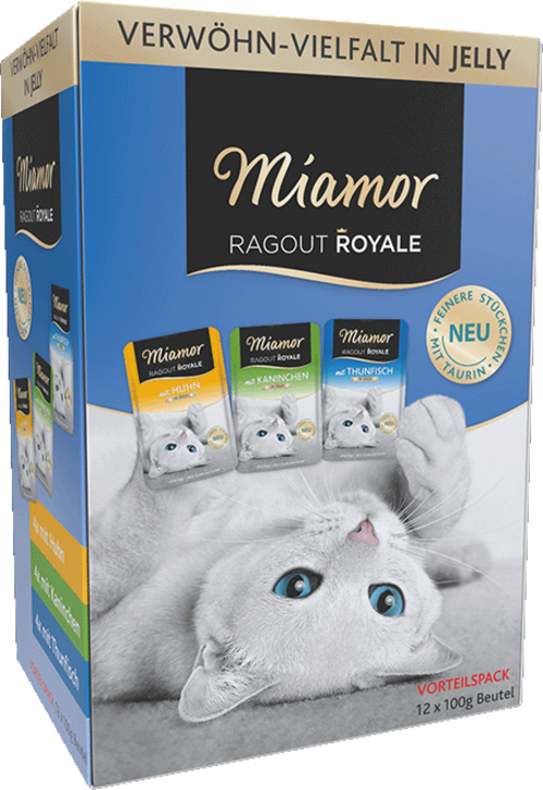 48 x Miamor Ragout Royale in Jelly Multibox Adult 1 (mit Kaninchen / Thunfisch / Huhn in Jelly) 100g