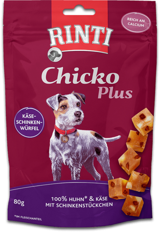 Rinti Chicko Plus Käse Schinken Würfel Huhn