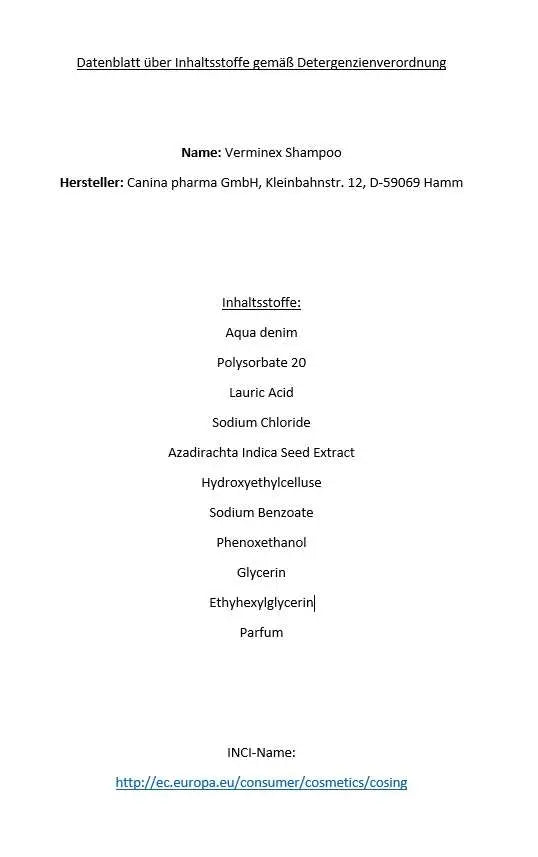 Petvital Verminex Shampoo Zusammensetzung - Prinz Bolt Pfotenglück