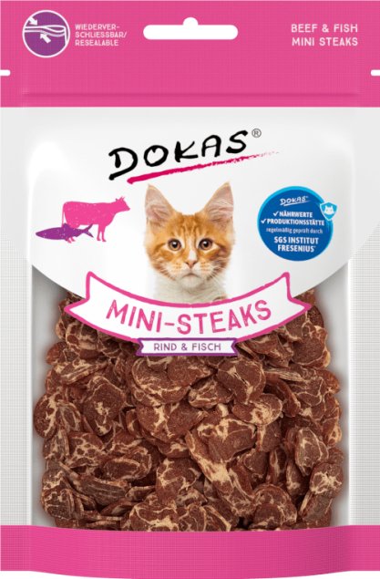 1 x Dokas Cat Snack Mini-Steaks a 25g - verschiedene Sorten