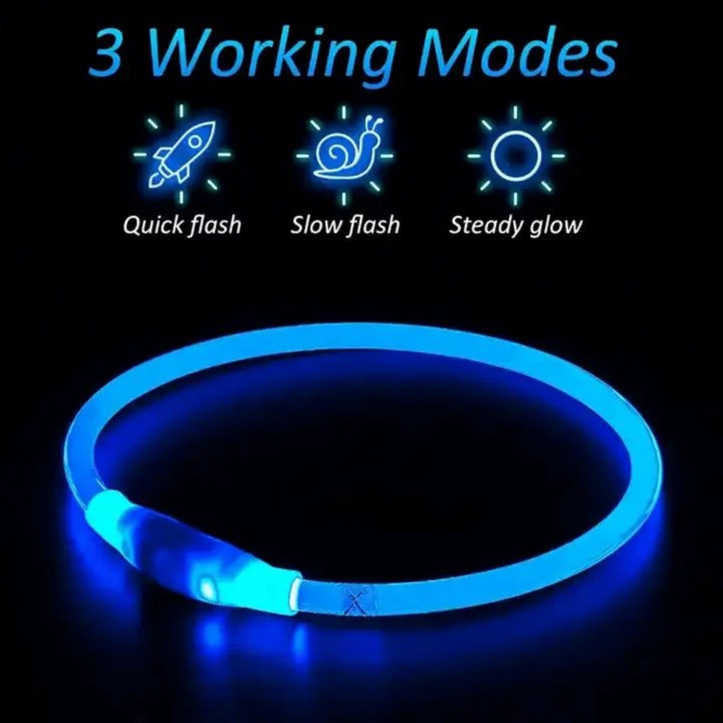 Leuchtendes wiederaufladbares Halsband mit USB - Bolt´s Futterkiste