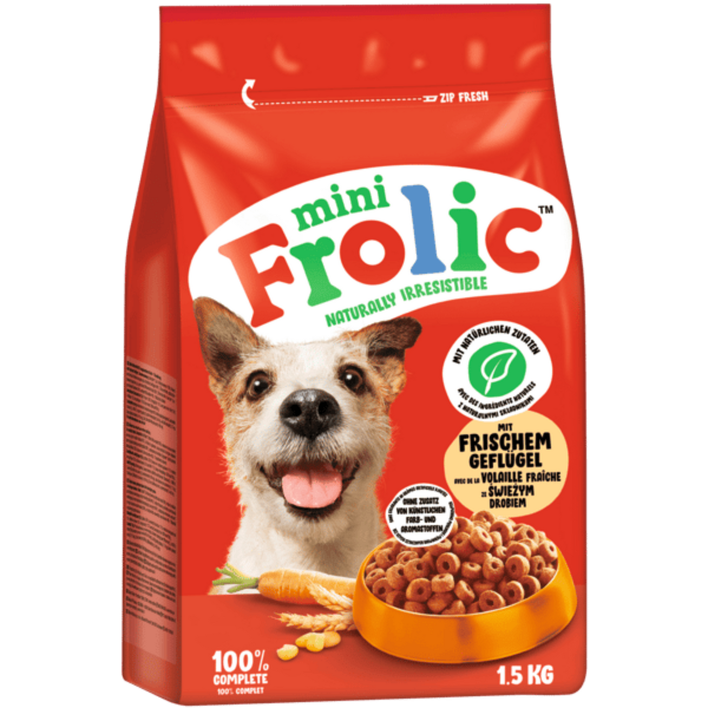 4 x FROLIC™ Trockenfutter Mini mit Geflügel 1,5kg