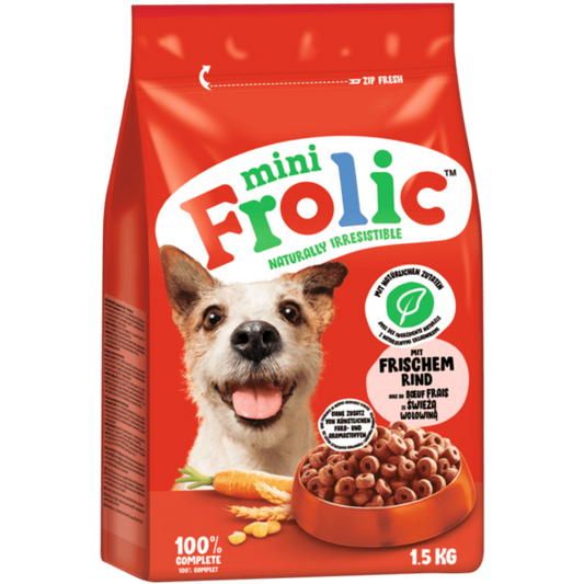 4 x FROLIC™ Trockenfutter Mini mit Rind 1,5kg