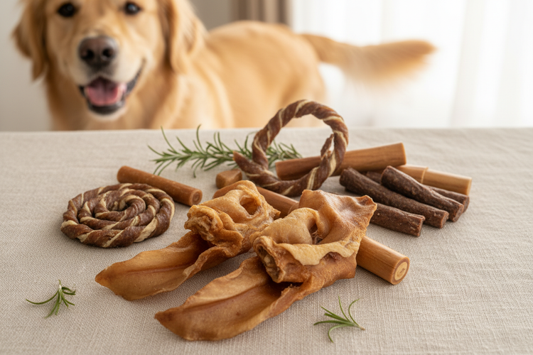 Natürliche Kauartikel für Hunde – Schweine-Ohren und Fleischröllchen