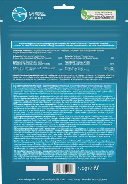 10 x Dokas Kaustange mit Hühnerbrust & Fischhaut a 170 g