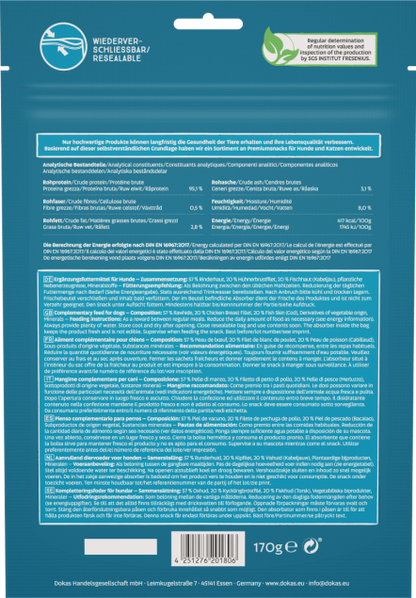 10 x Dokas Kaustange mit Hühnerbrust & Fischhaut a 170 g