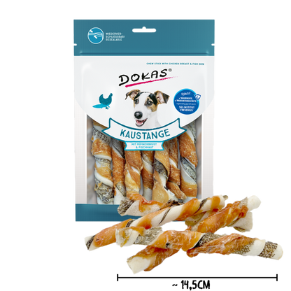 10 x Dokas Kaustange mit Hühnerbrust & Fischhaut a 170 g