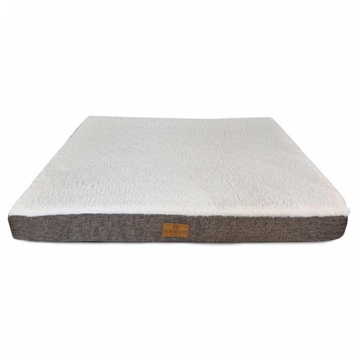 Topmast Orthopädisches Hundekissen Herringbone – Kuschelige Furfleece Matratze, Braun-Beige, 90x70 cm