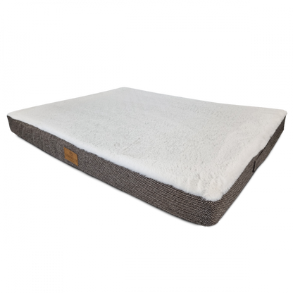 Topmast Orthopädisches Hundekissen Herringbone – Kuschelige Furfleece Matratze, Braun-Beige, 90x70 cm