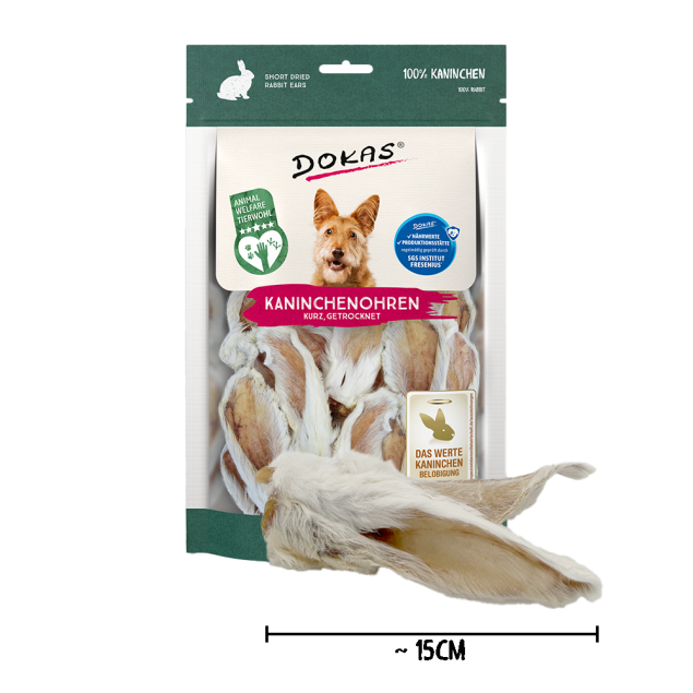 7 x Dokas Kaninchen-Ohren mit Fell (kurz) a 100 g