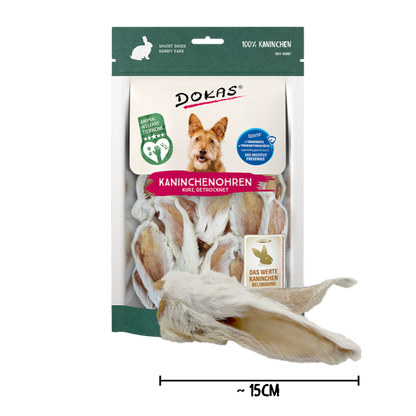 7 x Dokas Kaninchen-Ohren mit Fell (kurz) a 100 g