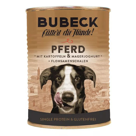 Bubeck Pferd mit Kartoffeln und Magerjoghurt 400g | single Protein getreidefreies Nassfutter