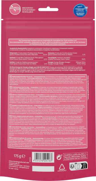 Dokas Kauchips mit Hühnerbrust back 175g 4251276205163 Prinz Bolt Pfotenglück