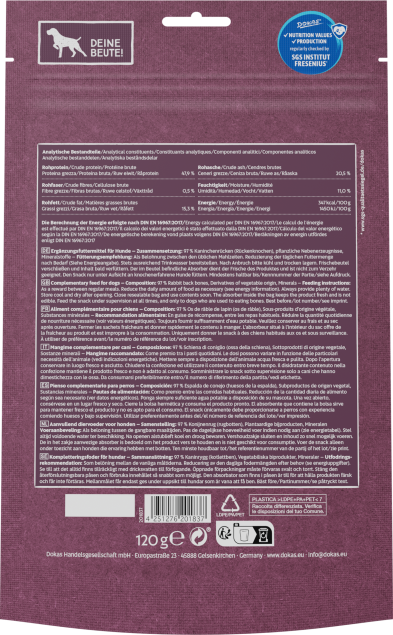 7 x Dokas Kaninchen-Rücken a 120 g