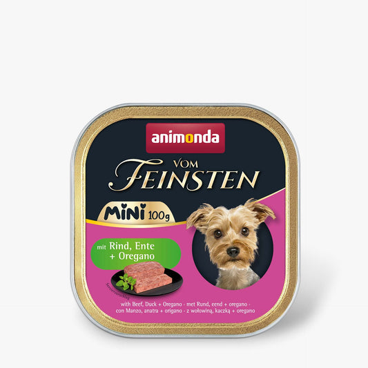 32 x Vom Feinsten Adult Mini mit Rind Ente + Oregano 100g