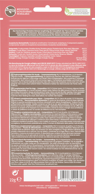 8 x Dokas Hühnerherzen gefriergetrocknet 22 g