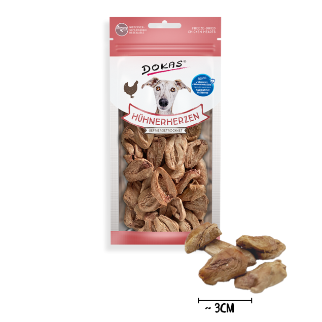 8 x Dokas Hühnerherzen gefriergetrocknet 22 g