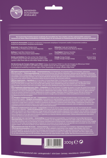 9 x Dokas Kau-Twister Rinderhaut Entenherz und Entenbrustfilet 200 g