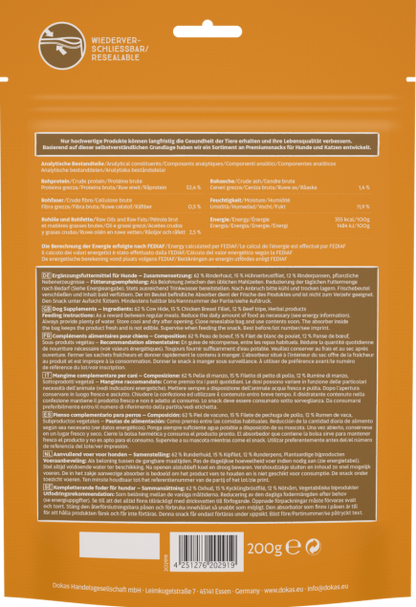 9 x Dokas Kau-Twister Rinderhaut Pansen & Hühnerbrustfilet 200 g