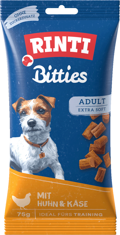 16 x Rinti Bitties Huhn + Käse im Beutel a 75g