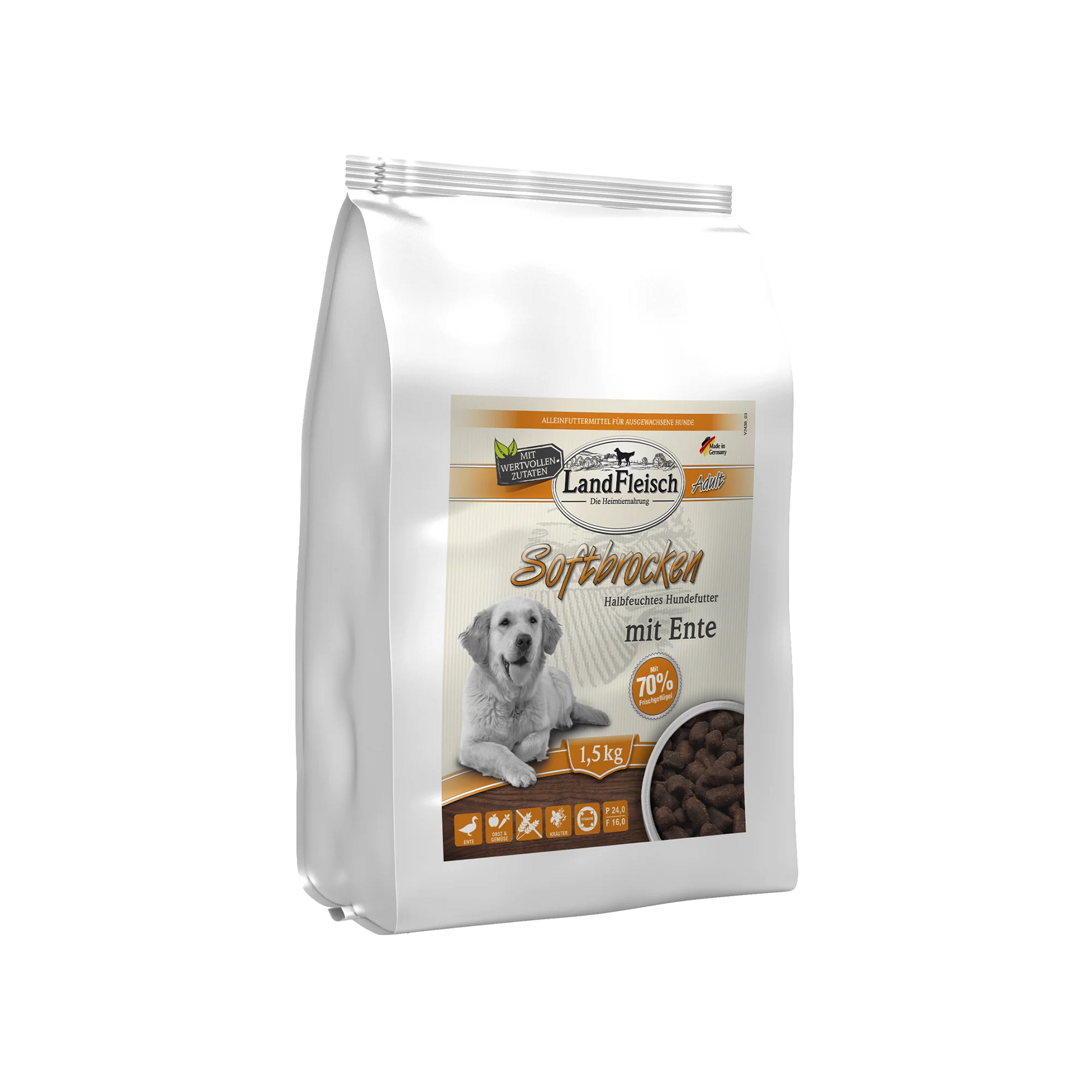 LandFleisch Softbrocken Ente Hundefutter 