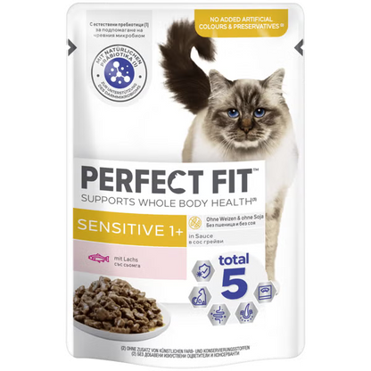 12 x Perfect Fit Sensitive Adult 1+ Lachs in Sauce 85g - Nassfutter
