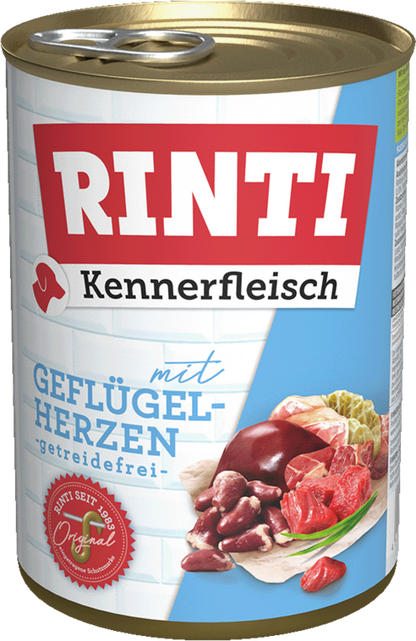 12 / 24 x Rinti Kennerfleisch Geflügelherzen in der Dose - 400 / 800g