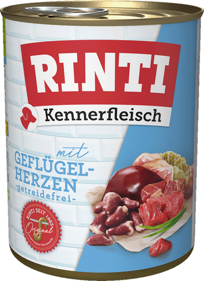 12 / 24 x Rinti Kennerfleisch Geflügelherzen in der Dose - 400 / 800g