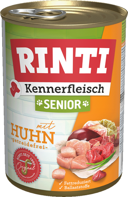 12 x Rinti Kennerfleisch Senior - mit Huhn in der Dose - 400 / 800g