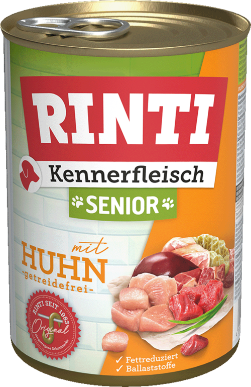 12 x Rinti Kennerfleisch Senior - mit Huhn in der Dose - 400 / 800g