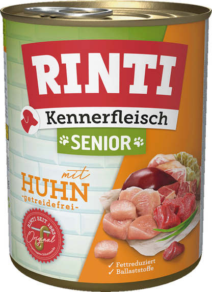 12 x Rinti Kennerfleisch Senior - mit Huhn in der Dose - 400 / 800g