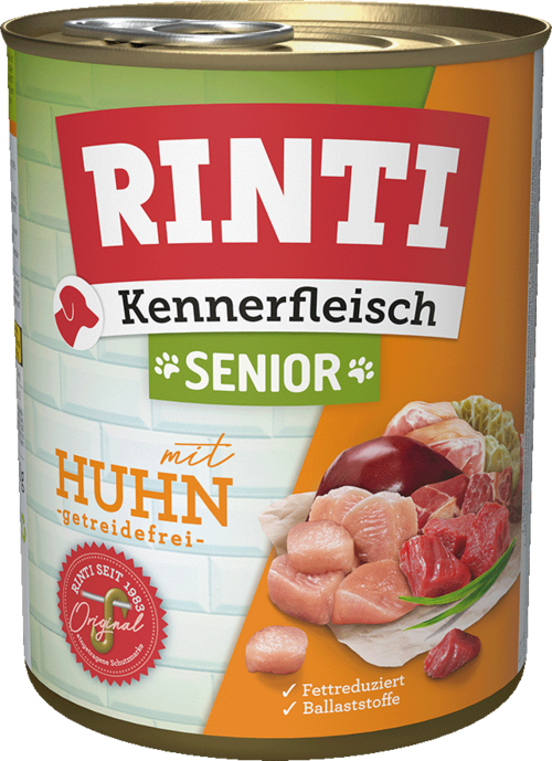 12 x Rinti Kennerfleisch Senior - mit Huhn in der Dose - 400 / 800g