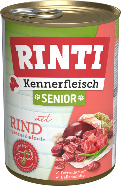 12 x Rinti Kennerfleisch Senior - mit Rind in der Dose - 400 / 800g