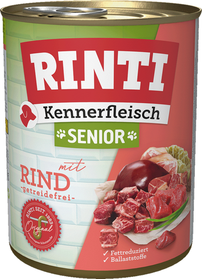 12 x Rinti Kennerfleisch Senior - mit Rind in der Dose - 400 / 800g