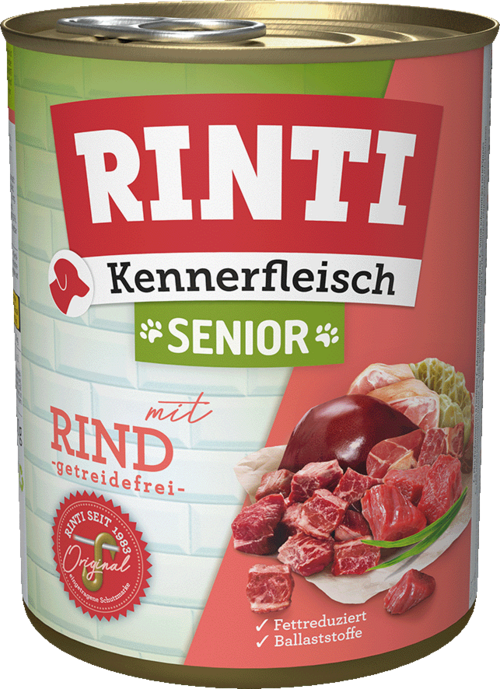 12 x Rinti Kennerfleisch Senior - mit Rind in der Dose - 400 / 800g