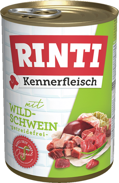 12 x Rinti Kennerfleisch Wildschwein in der Dose - 400 / 800g