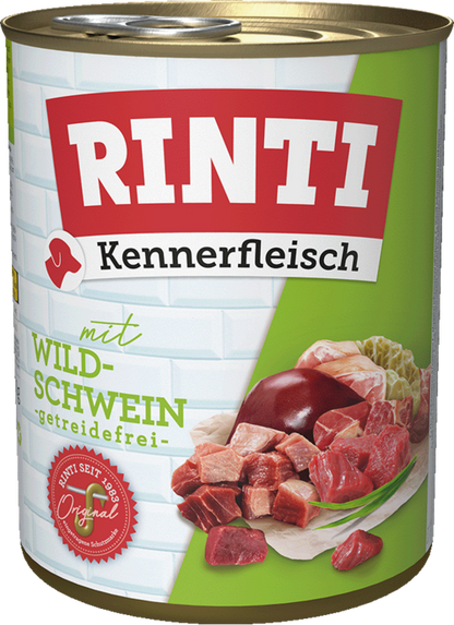 12 x Rinti Kennerfleisch Wildschwein in der Dose - 400 / 800g