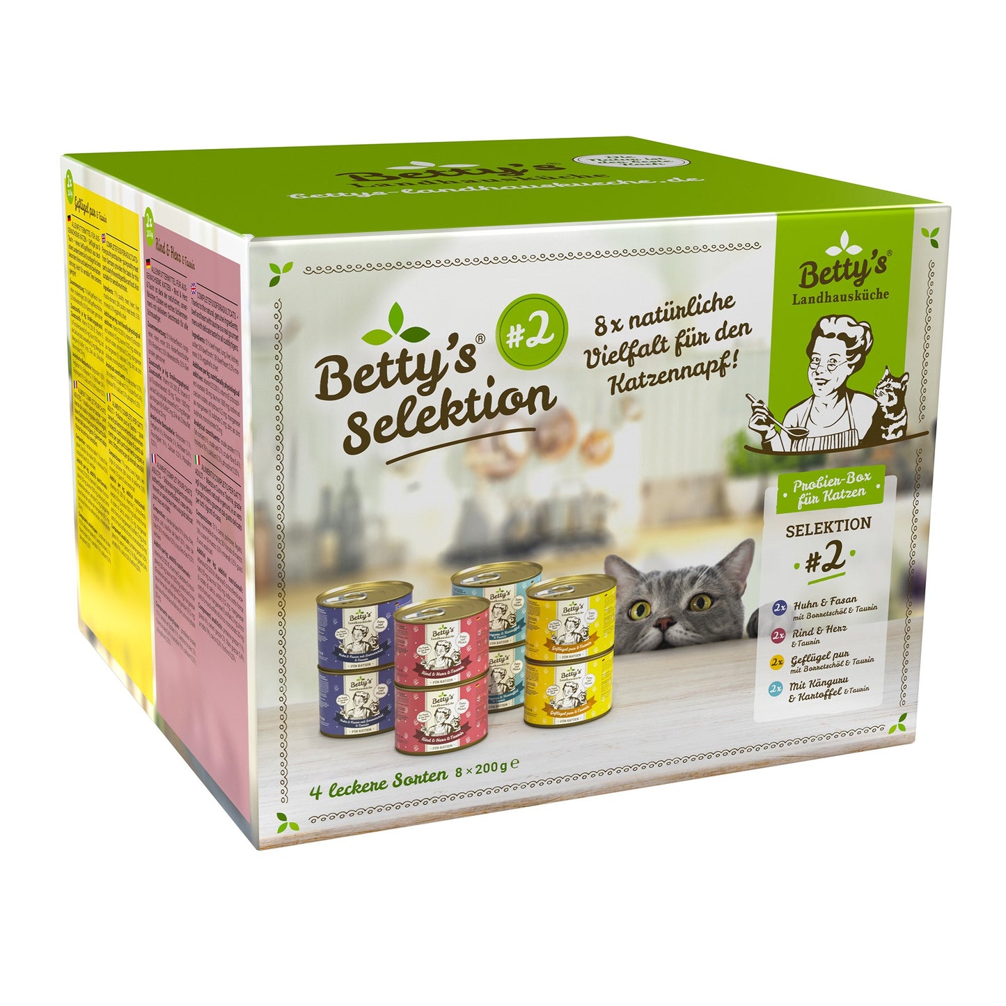 Betty's Landhausküche Nassfutter Katze Selektion Nr. 2 – Mix-Box 8x200g