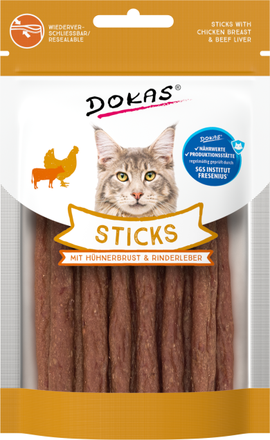 Dokas Cat Sticks mit Hühnerbrust & Rinderleber 10 x 30 g
