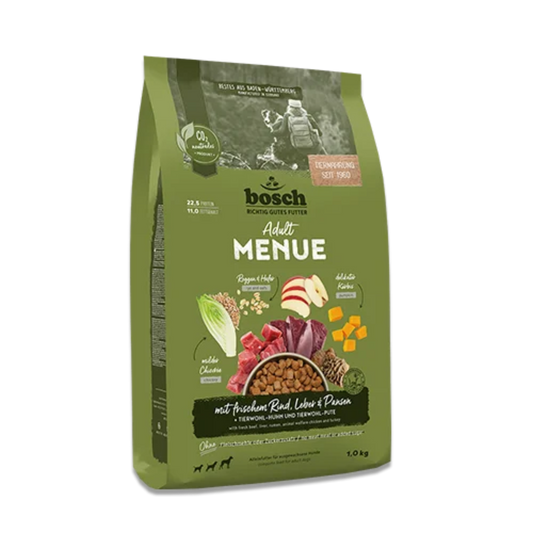 Bosch HPC Menue Adult Rind, Leber & Pansen – 50% Frischfleisch & Innereien Hundefutter