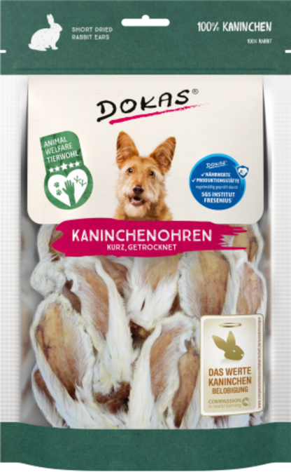 7 x Dokas Kaninchen-Ohren mit Fell (kurz) a 100 g