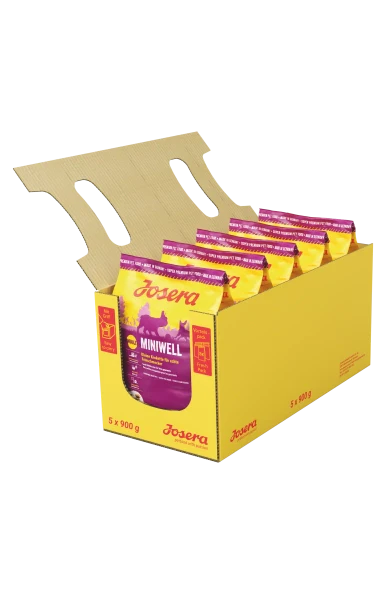 Josera Miniwell Hundefutter 5x900g Verpackung für kleine Hunde