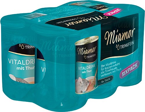 Miamor Trinkfein Thunfisch Sixpack – köstlicher Katzengetränk mit Thunfisch, fördert Flüssigkeitsaufnahme 6er
