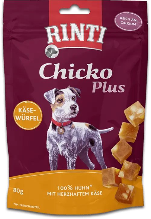 Rinti Chicko Plus Käsewürfel mit Huhn - Prinz Bolt Pfotenglück